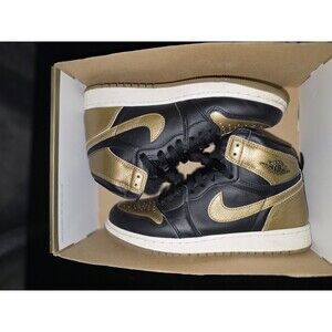 Nike Air Jordan 1 Retro High OG Black Metallic Gold Sail FD1437-071 7Y